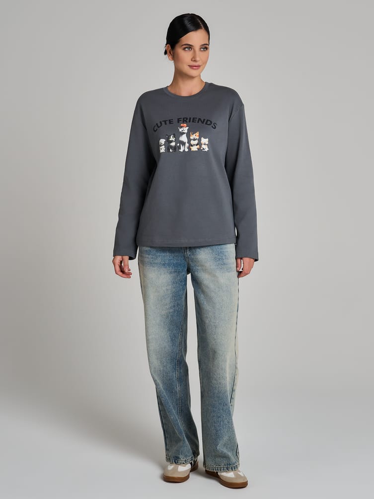 Лонгслив оверсайз с принтом