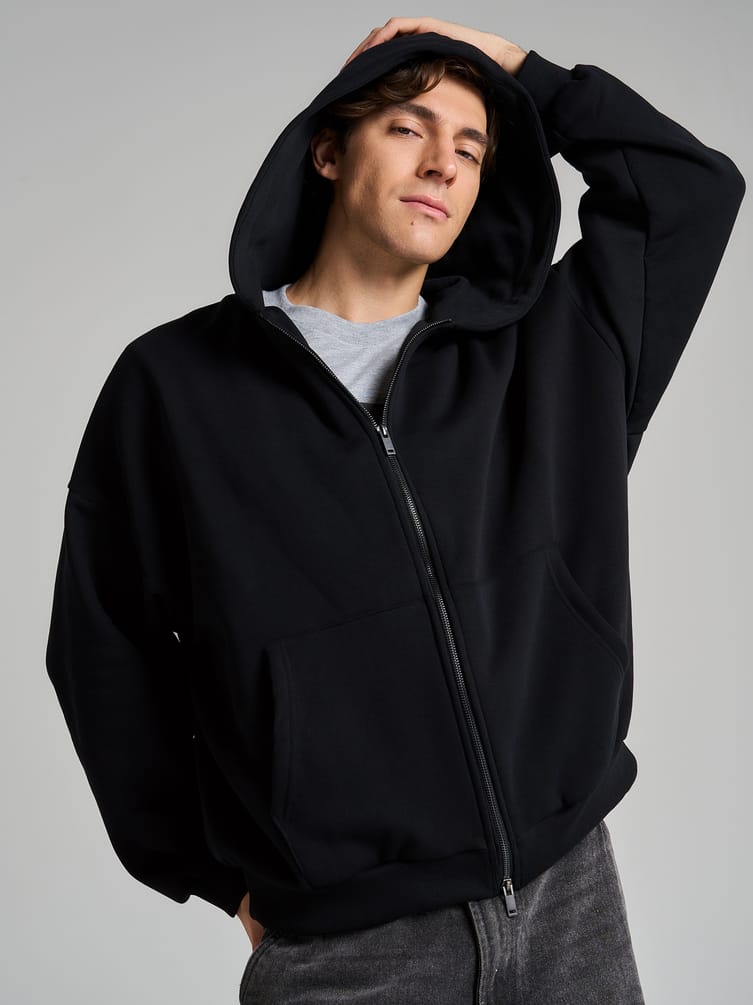 Зип худи оверсайз тёплая с начёсом