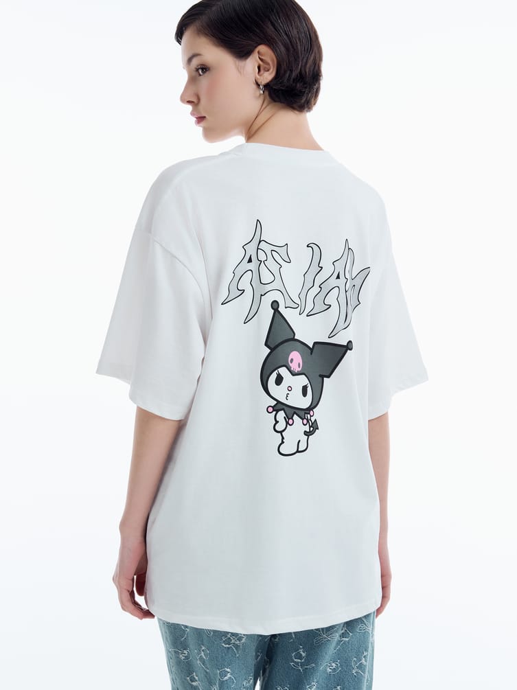 Футболка с принтом Kuromi в стиле дрейн