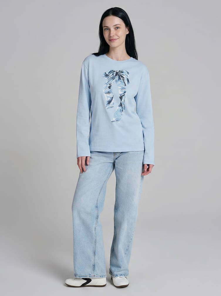 Лонгслив оверсайз с принтом банта