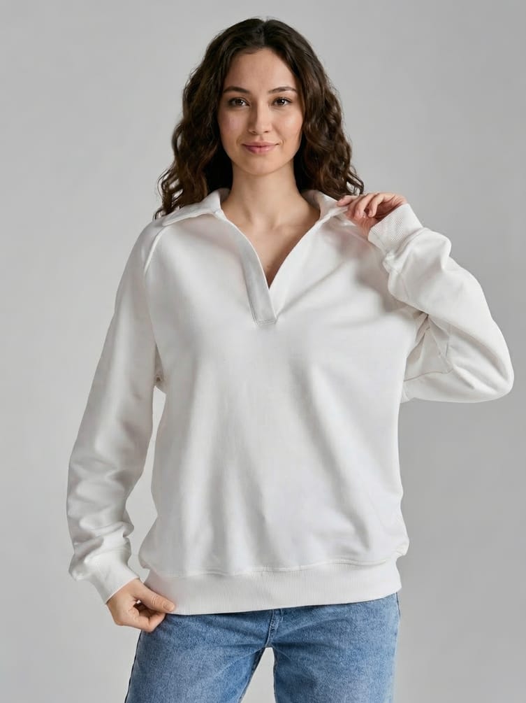 Свитшот-поло без начеса