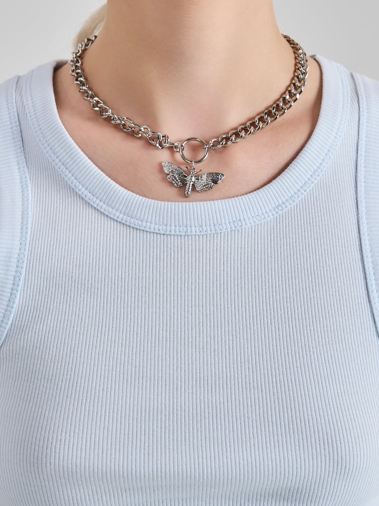 Майка на широких бретелях в рубчик