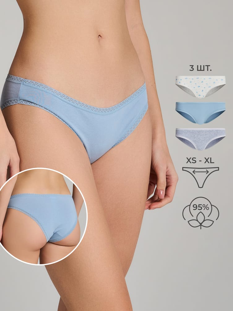 Трусы-слипы - 3 шт. в цветочек