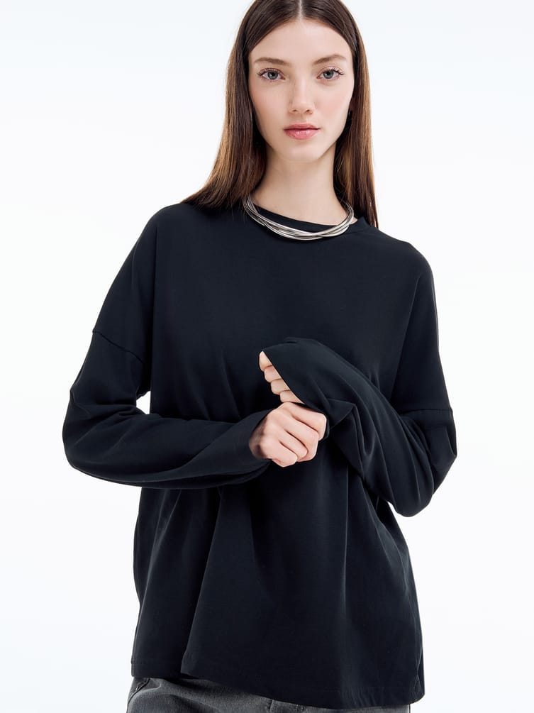 Хлопковый лонгслив оверсайз