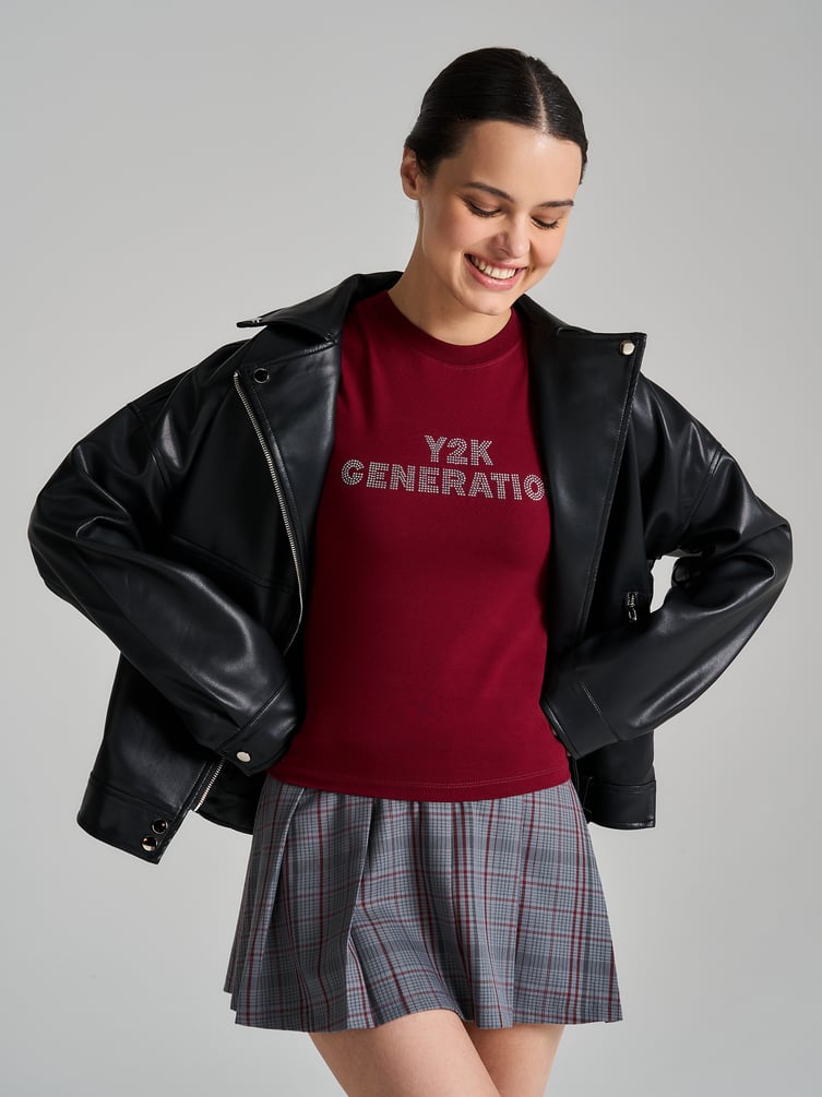 Футболка из хлопка с надписью из страз