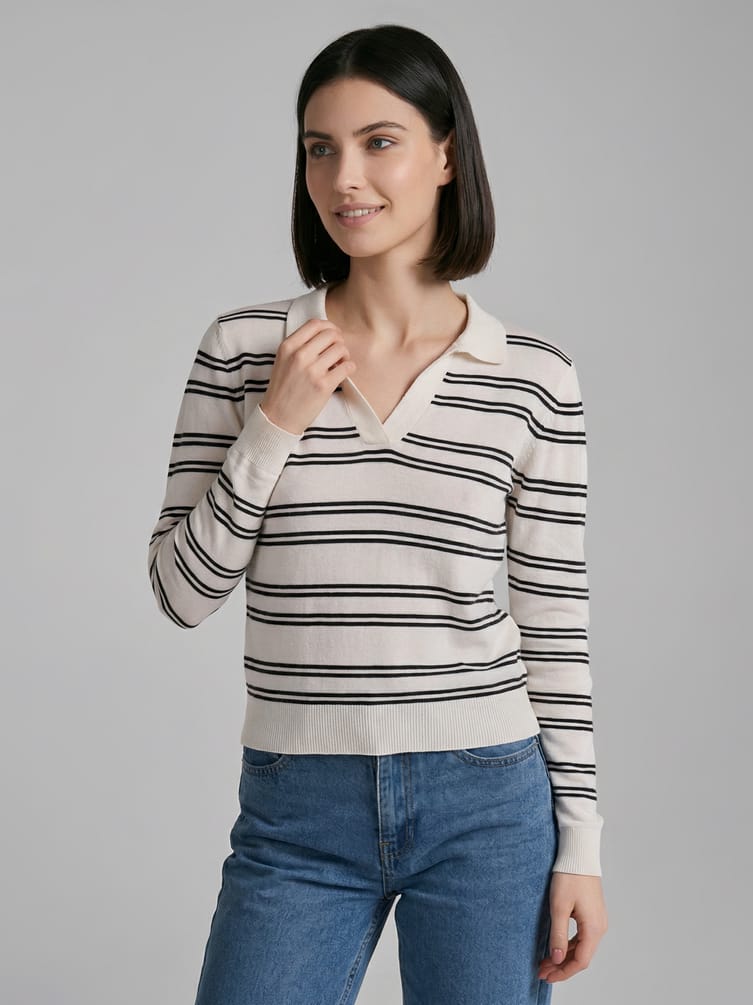 Пуловер трикотажный в полоску