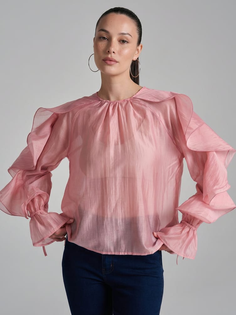 Блузка прозрачная с воланами