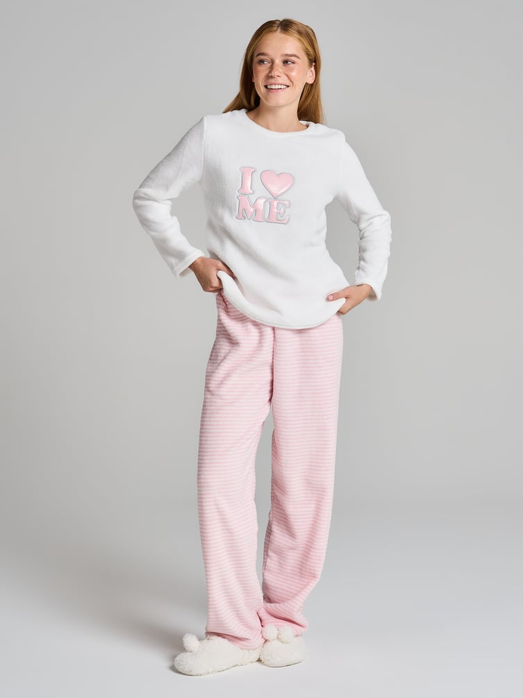 Пижама плюшевая с надписью и брюками