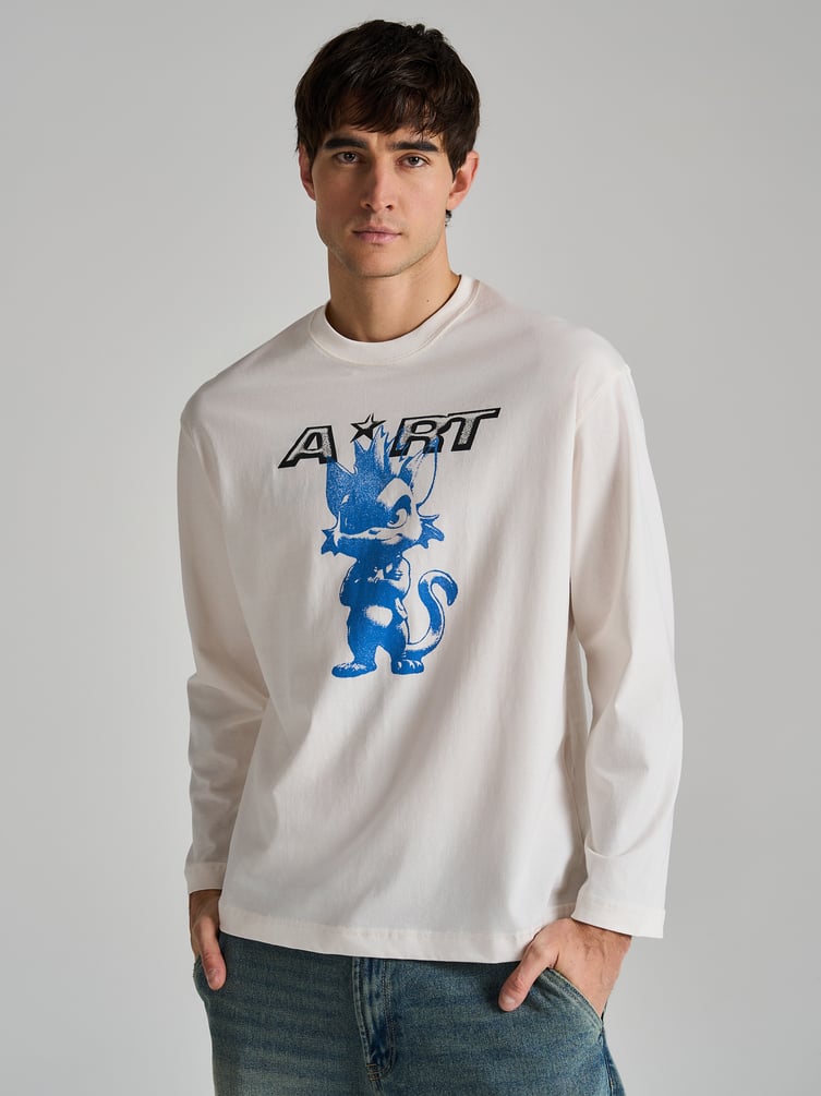 Лонгслив хлопковый с принтом