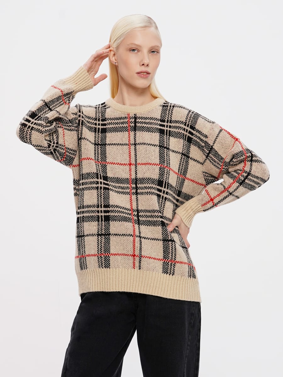 Джемпер оверсайз в клетку