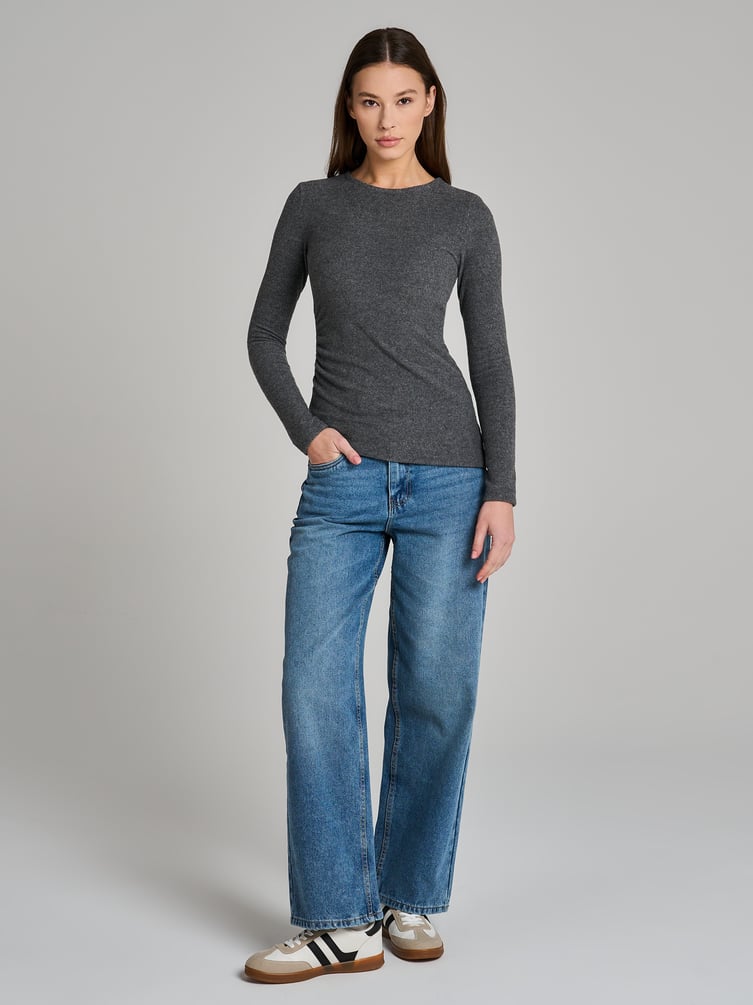 Лонгслив асимметричный с драпировкой