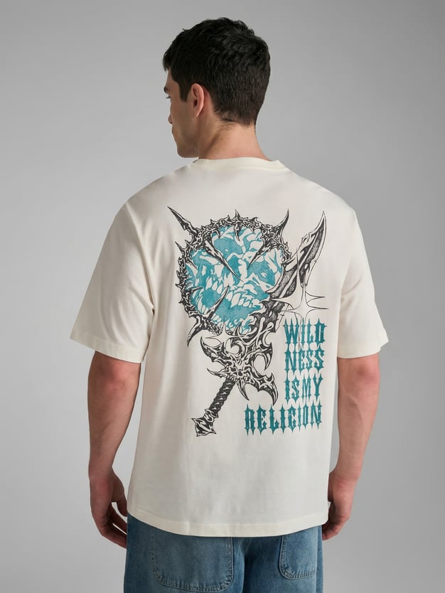 Футболка из хлопка с принтом на спине