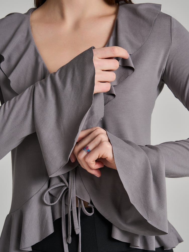 Кардиган на завязках с рюшами