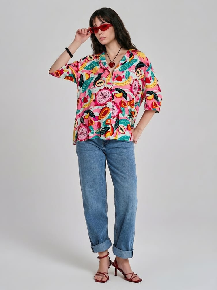 Рубашка гавайская с принтом