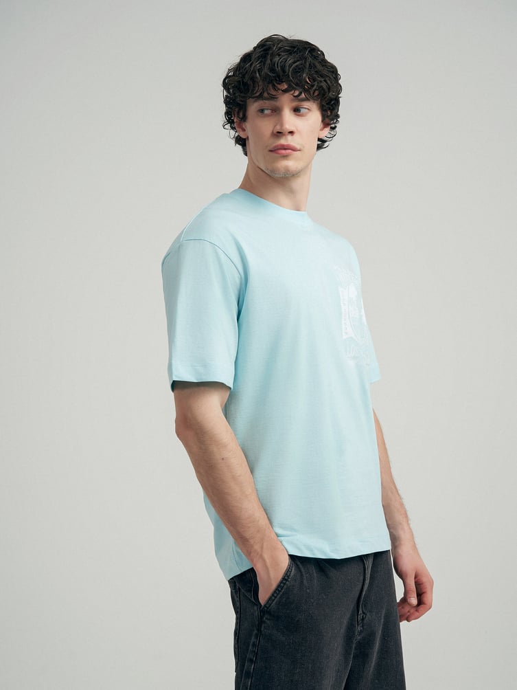 Хлопковая футболка с принтом на спине