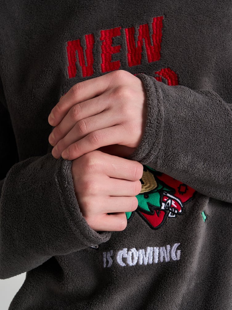 Пижама плюшевая новогодняя с брюками