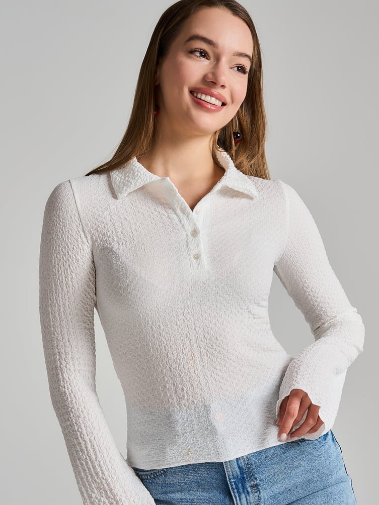 Поло с длинным рукавом их жатого материала