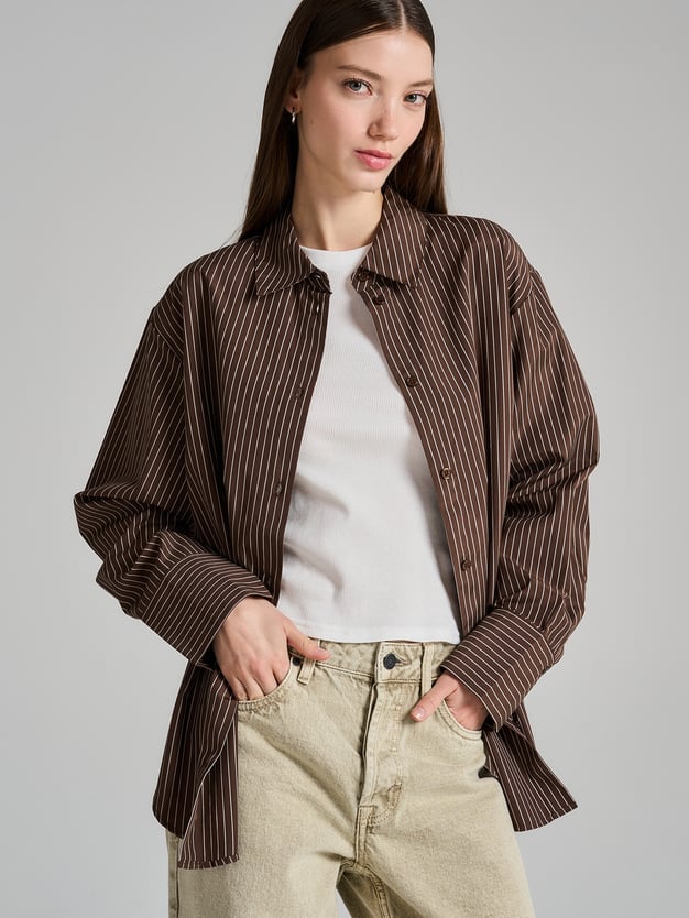 Удлиненная рубашка в полоску