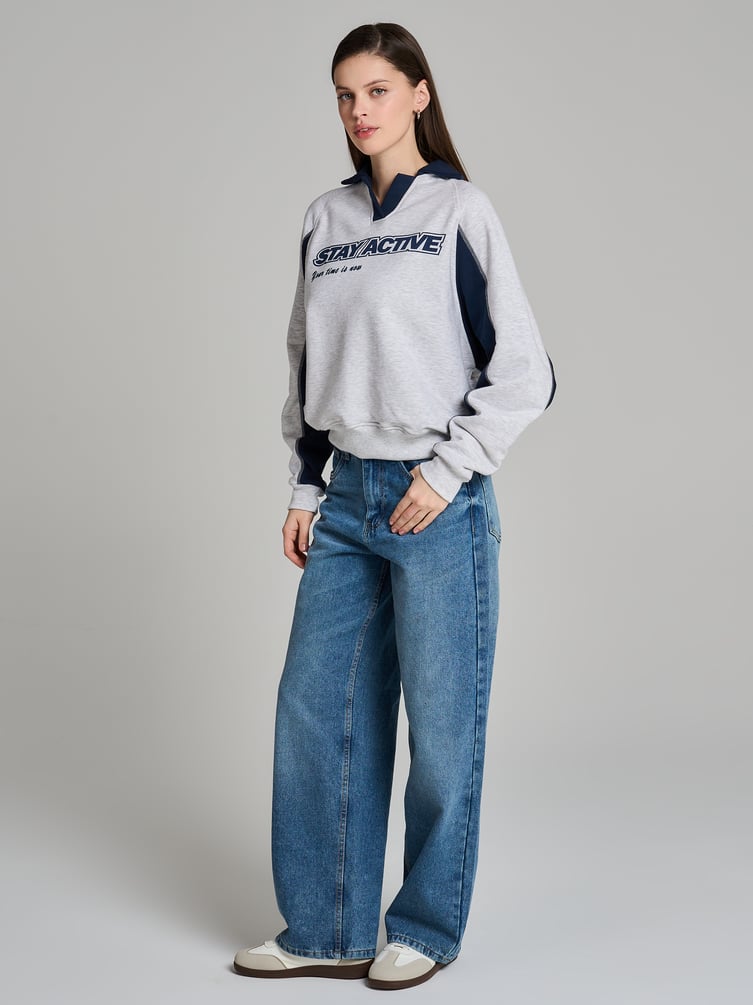 Свитшот поло с надписью Stay Active