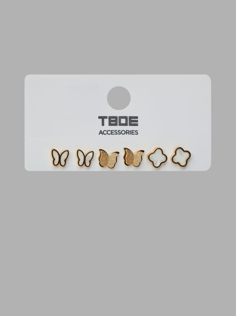 Серьги - 3 пары бабочки