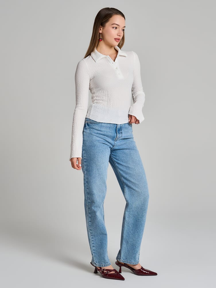 Поло с длинным рукавом их жатого материала