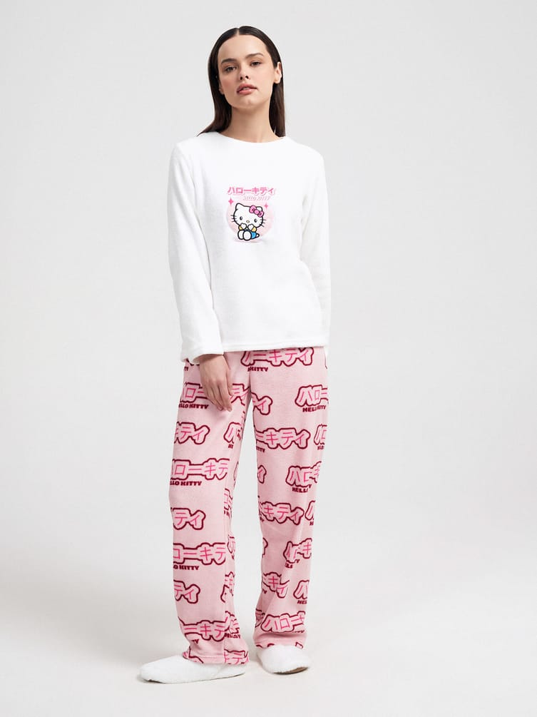 Плюшевая пижама с вышивкой Hello Kitty