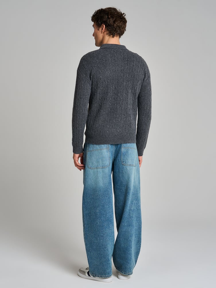 Свитер-поло вязаный с полузамком молния