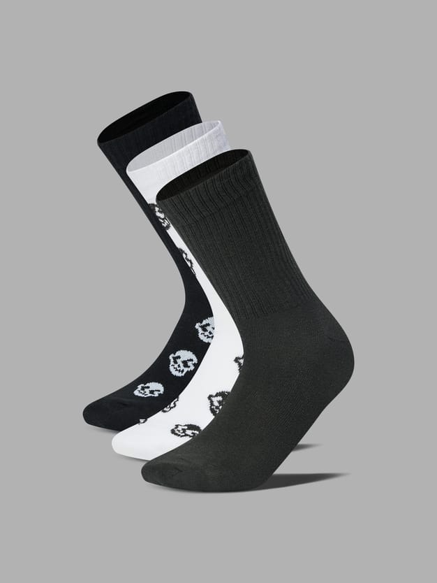 Носки - 3 пары высокие с принтом черепа