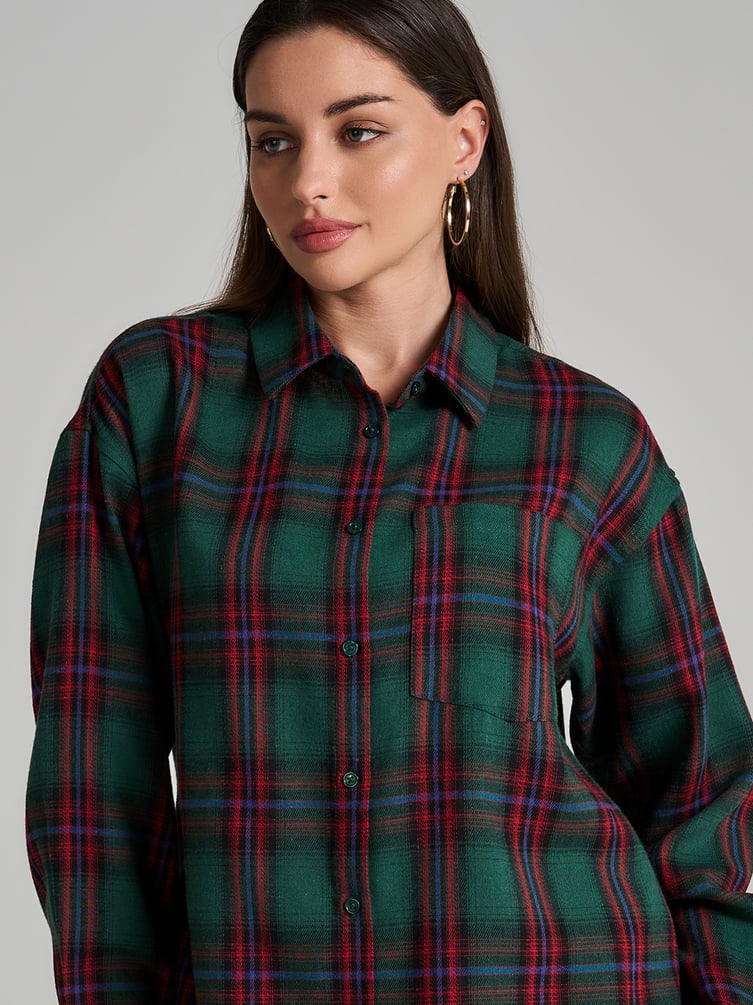 Рубашка осенняя в клетку оверсайз