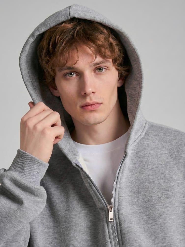 Утепленное zip-hoodie толстовка с начёсом
