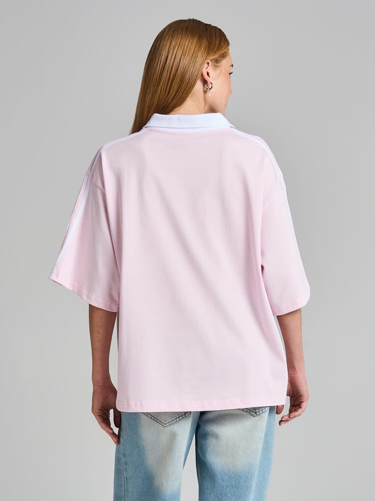 Футболка-поло оверсайз с надписью