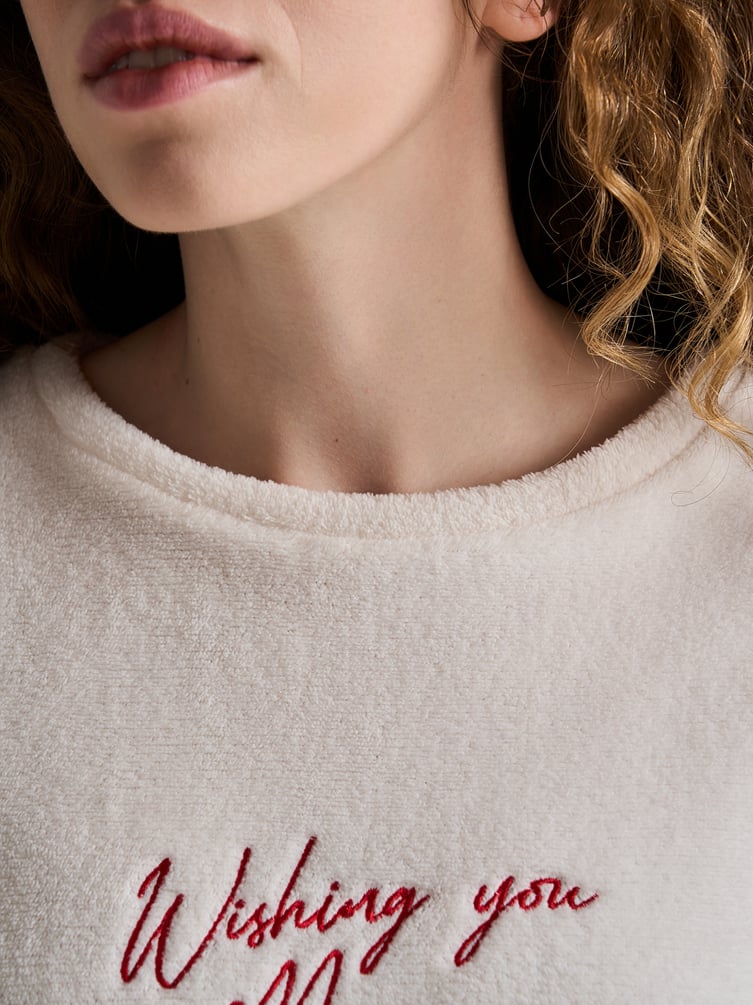 Пижама плюшевая новогодняя с брюками