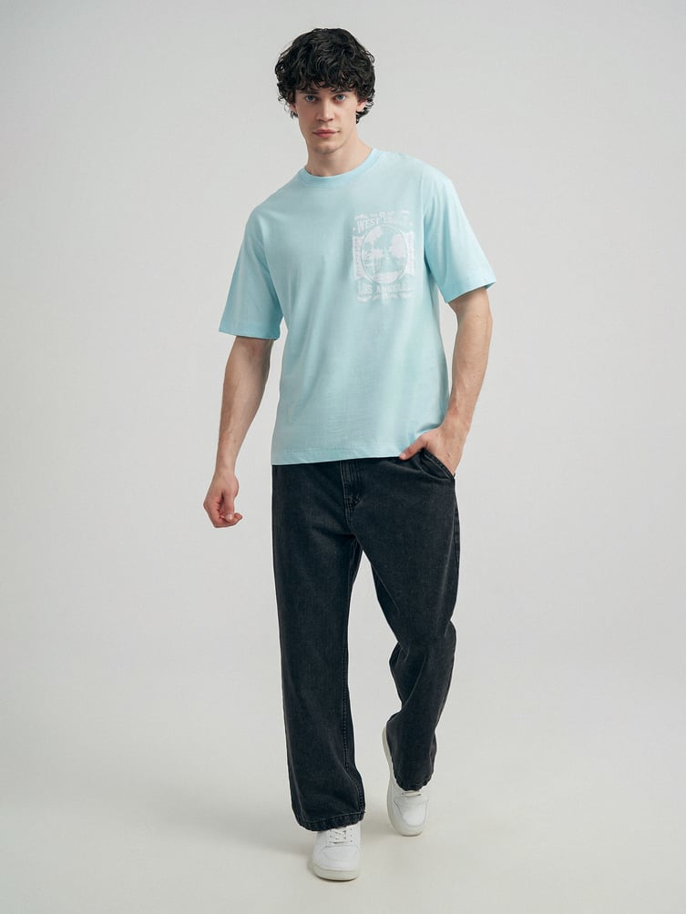 Хлопковая футболка с принтом на спине