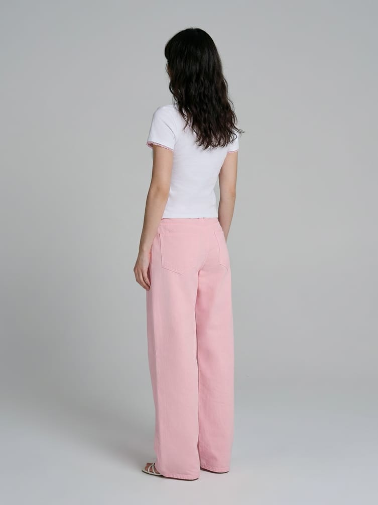 Джинсы широкие с вареным эффектом