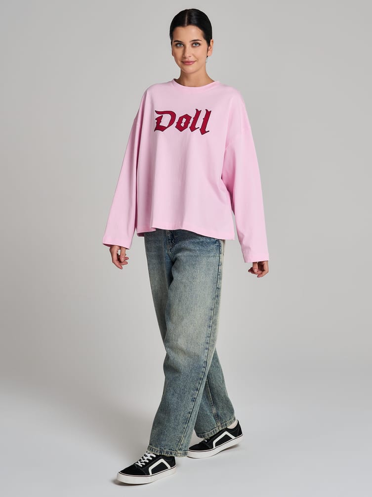 Лонгслив оверсайз с надписью