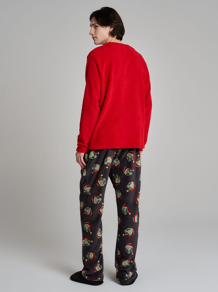 Новогодняя плюшевая пижама с вышивкой