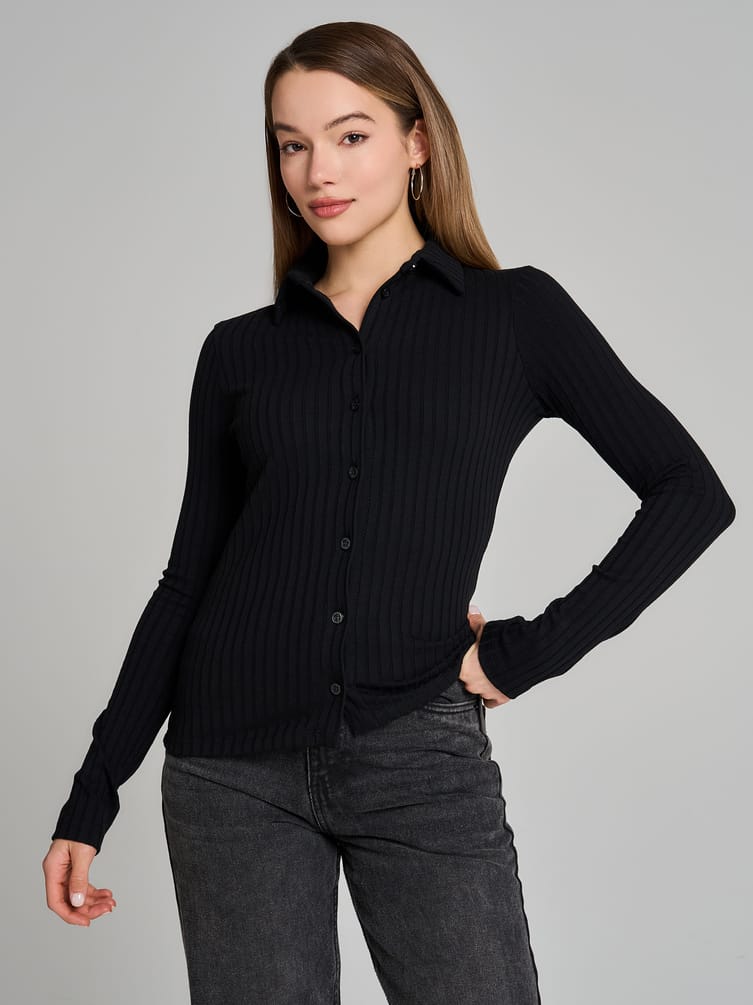 Кардиган в рубчик на пуговицах