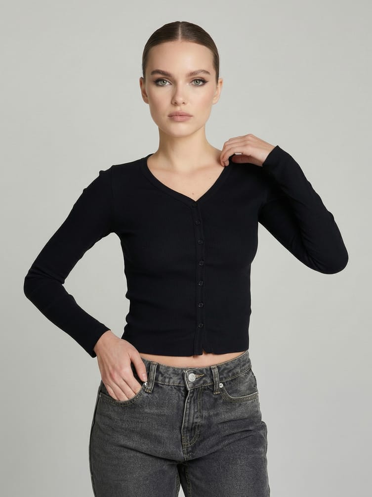 Кардиган облегающий на пуговицах