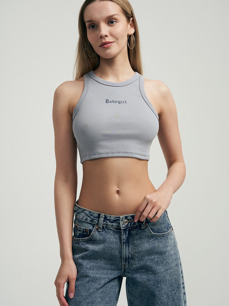 Хлопковый топ с надписью Baby Girl