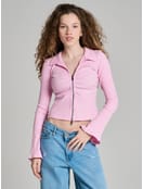 Блузка на молнии с рукавами клеш