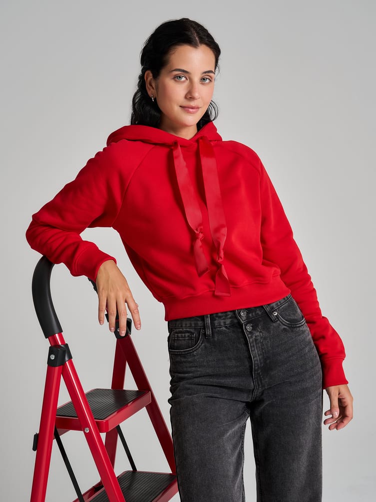 Теплое худи укороченное с начесом