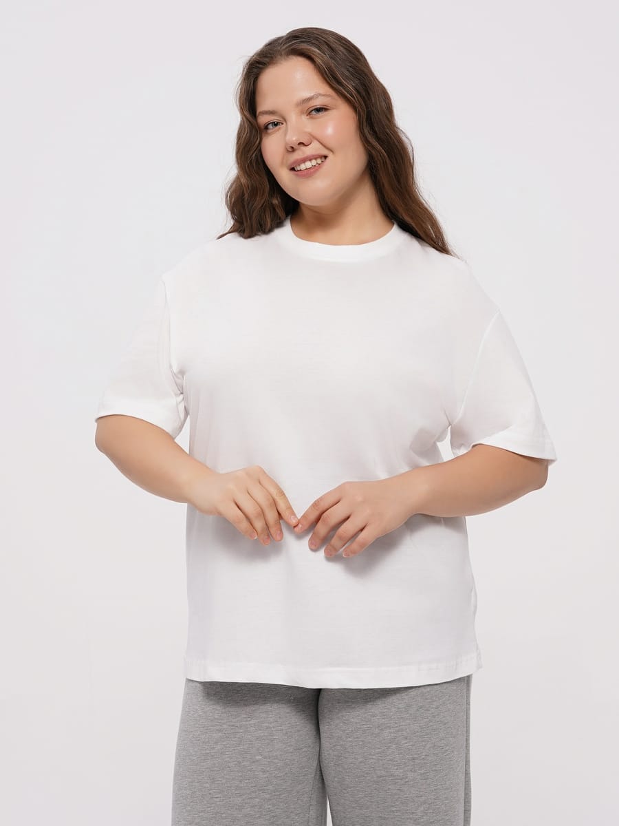 Хлопковая футболка Plus size с коротким рукавом