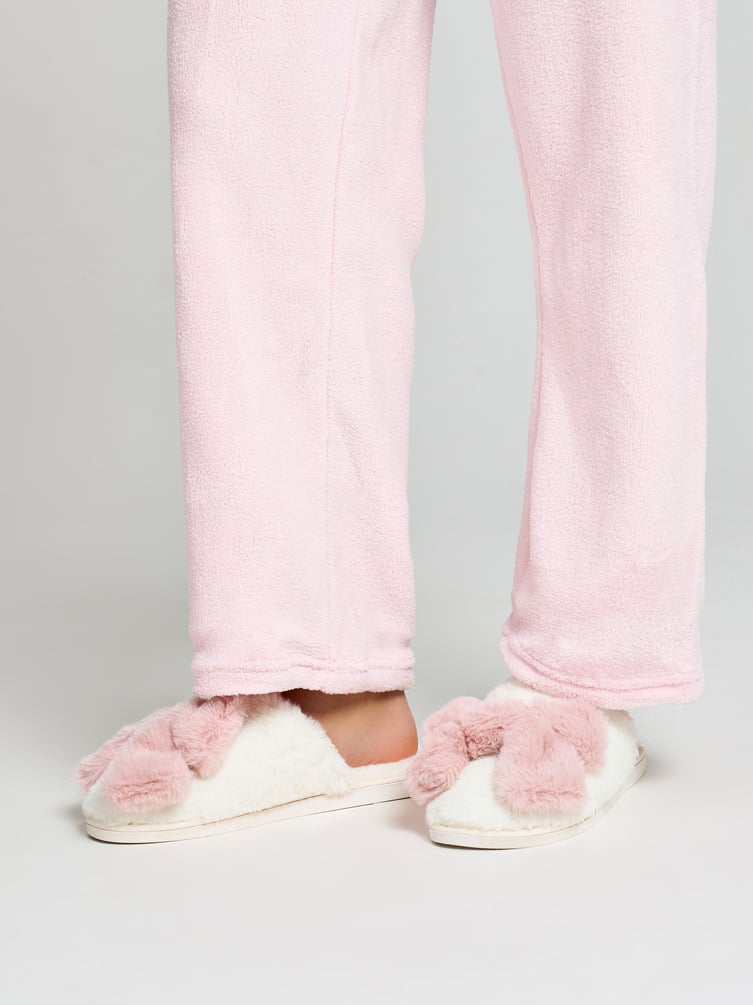 Тапочки домашние плюшевые бантики