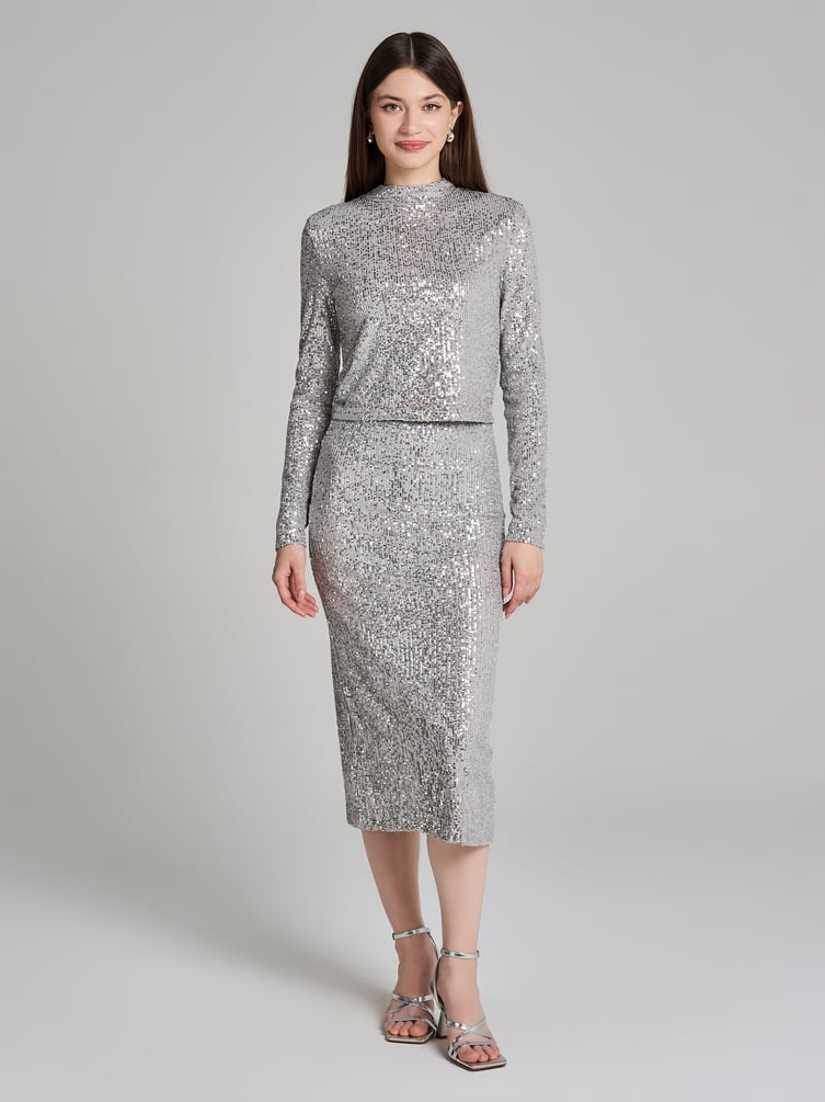 Юбка длинная нарядная с пайетками