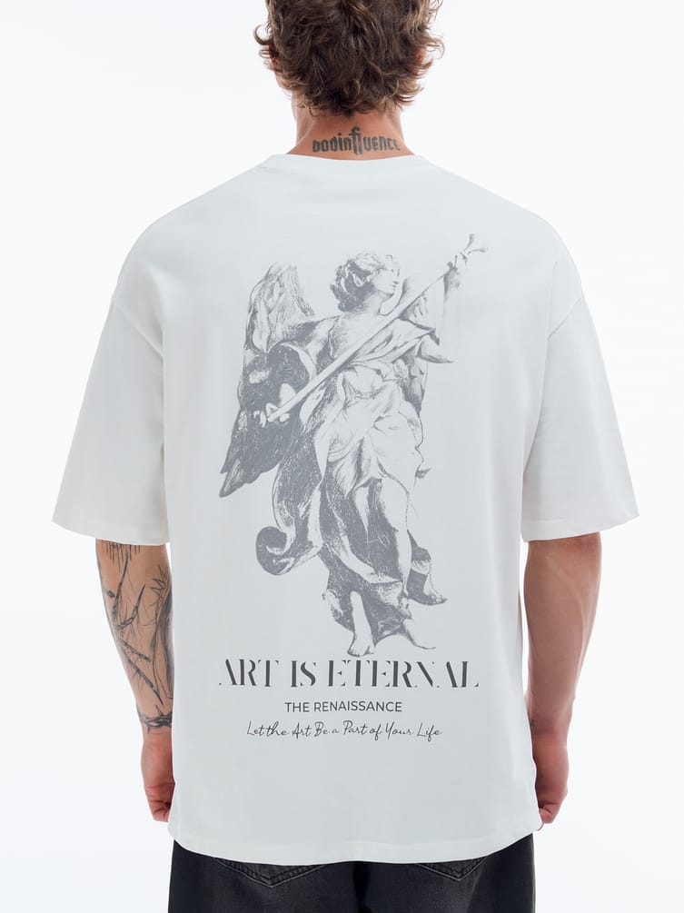 Хлопковая футболка с принтом на спине