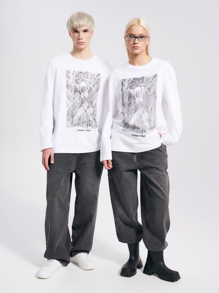 Лонгслив с принтом аниме Атака Титанов