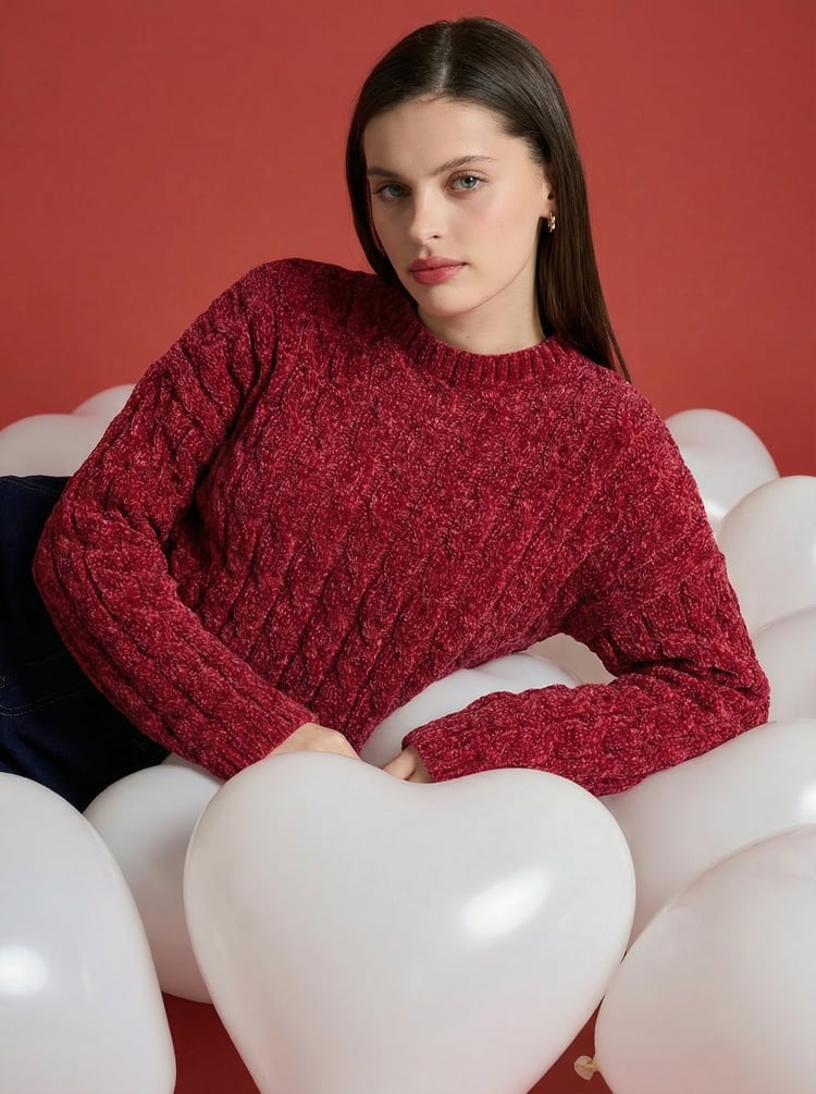 Джемпер трикотажный с косами