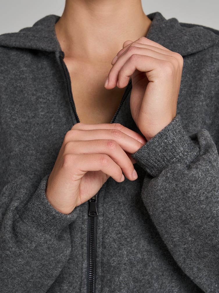 Трикотажное зип худи с начесом