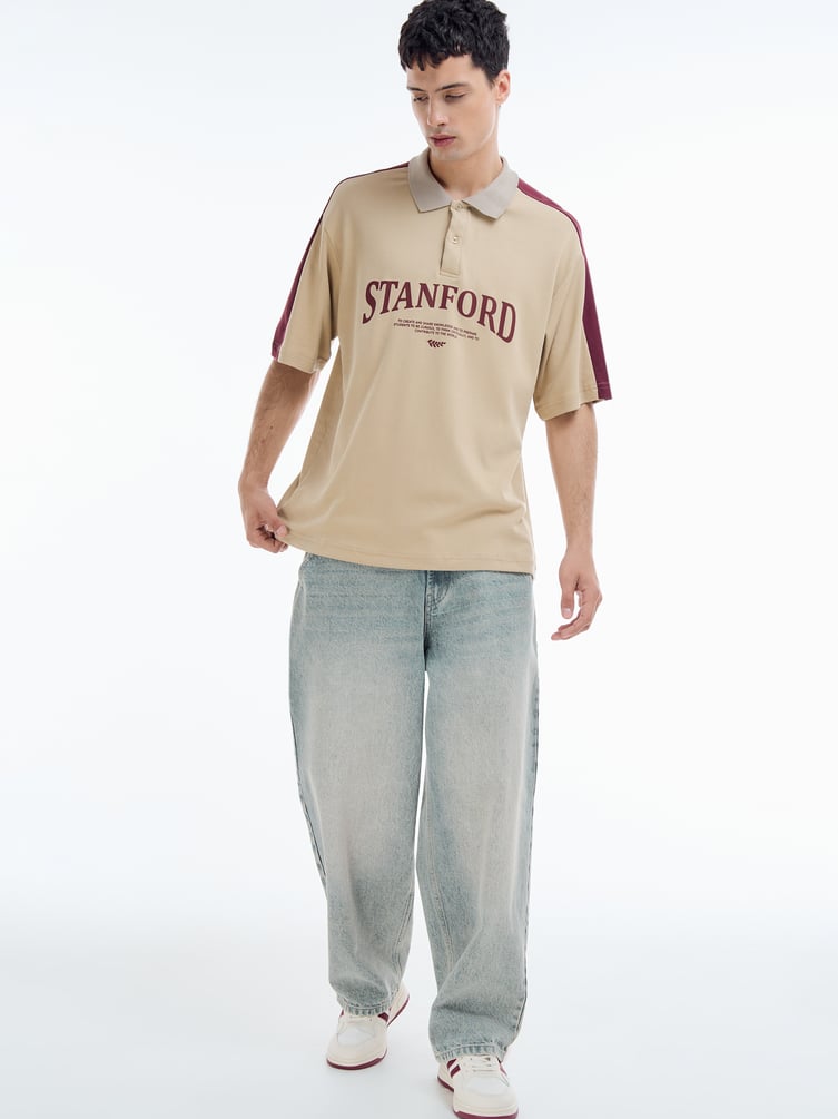Поло с коротким рукавом и надписью Stanford