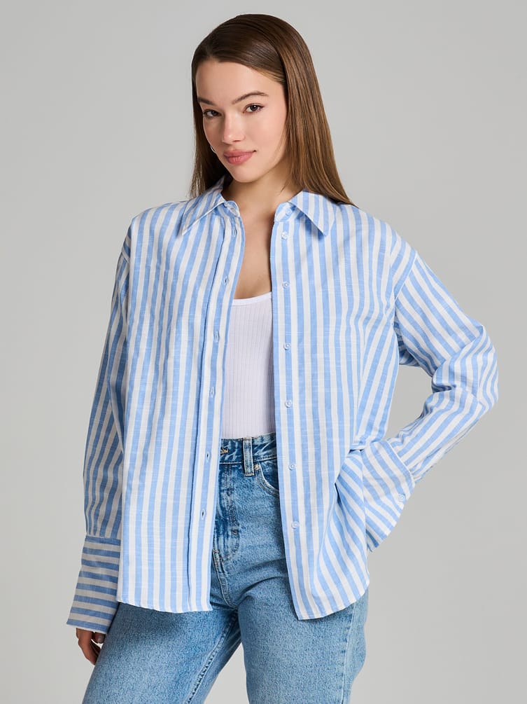 Плотная классическая рубашка в полоску